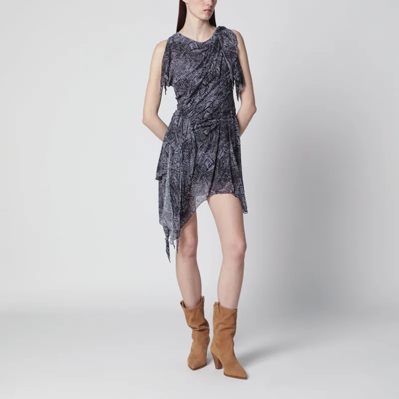 Asymmetrical Mini Dress Faded Night In Silk - Isabel Marant