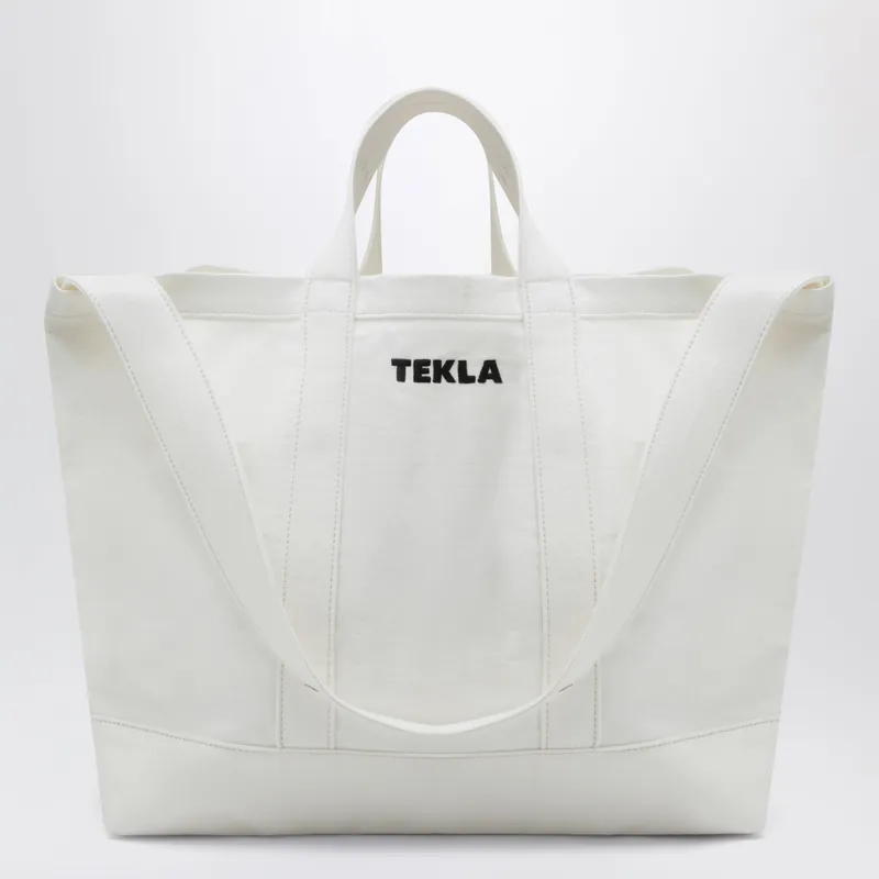White Cotton Beach Bag - Tekla