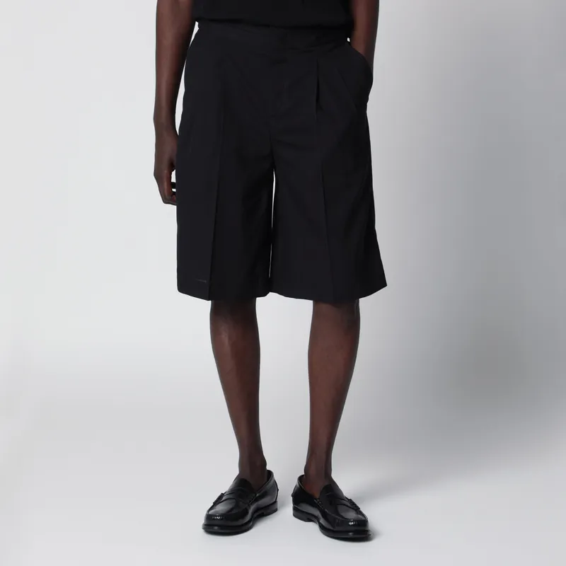 Black Cotton Bermuda Shorts - PT Torino