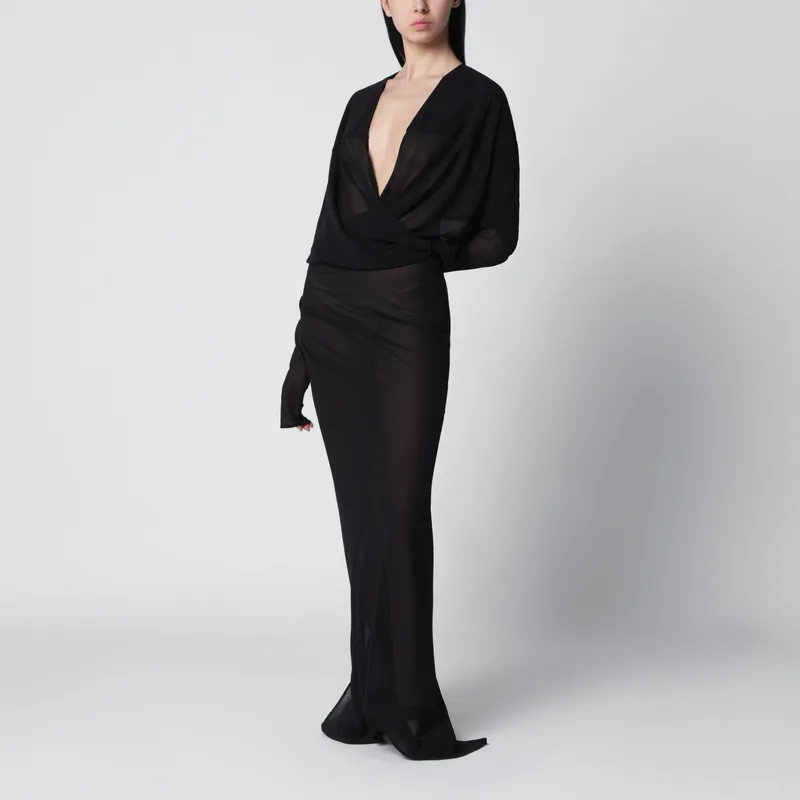 Long Semi-Sheer Black Dress