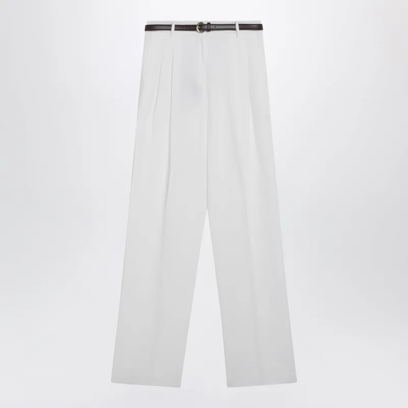 White Cotton Trousers - Max Mara
