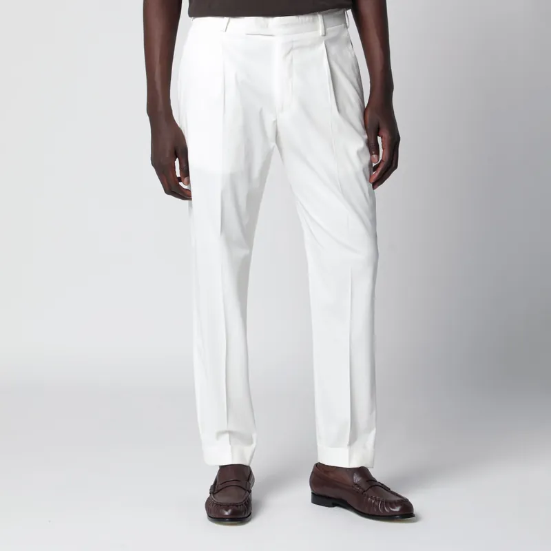 White Cotton Trousers - PT Torino