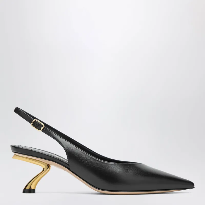 Black Slingback With Sculptural S Heel - Ferragamo