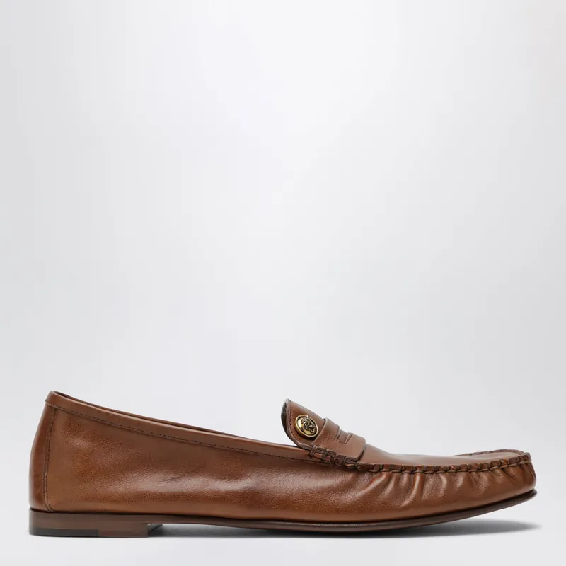 Brown Guanto Loafers In Calf Leather - Versace