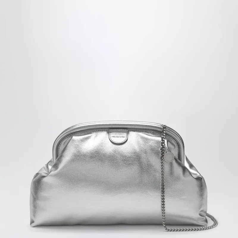 Silver Metallic Padded Falabella Clutch - Stella McCartney