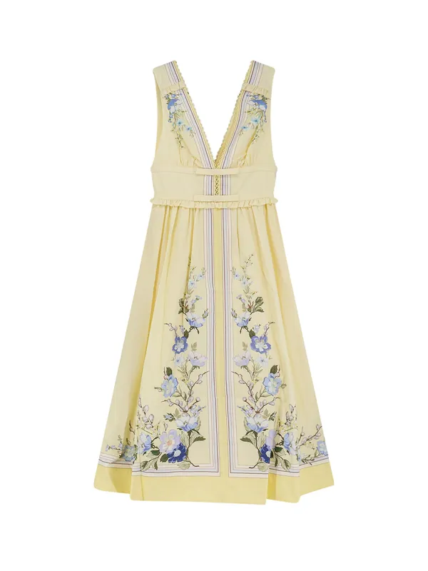 Long Cotton Dress With Floral Print - Self-Portrait
