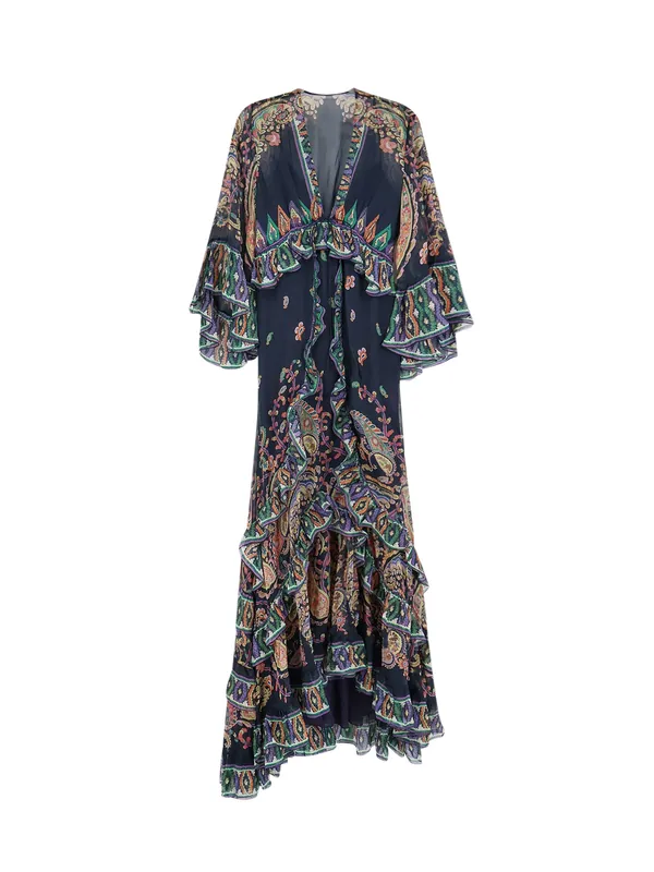 Multicolor Silk Long Dress - Etro