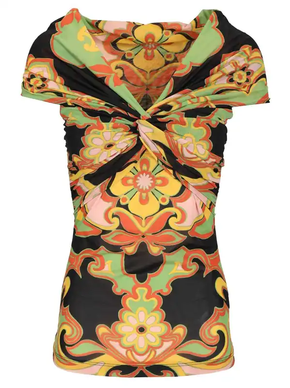 Printed Body With Bart Neckline Tops Multicolor - Etro