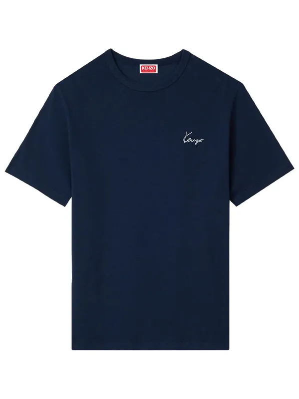 `Kenzo Archive Rose` Embroidered Outlined Cotton T-Shirt