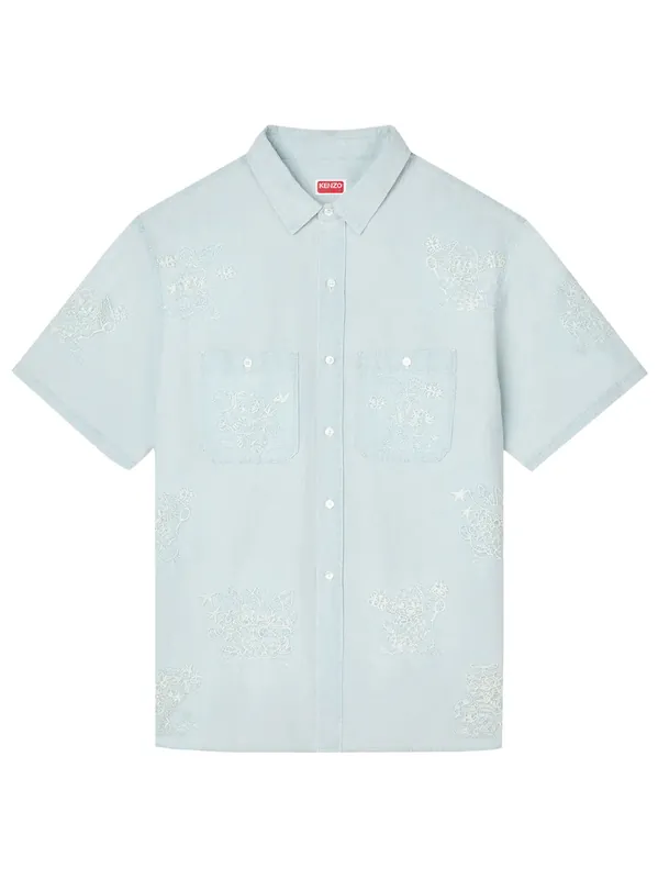 `Kenzo Cartoon` Embroidered Short Sleeve Shirt