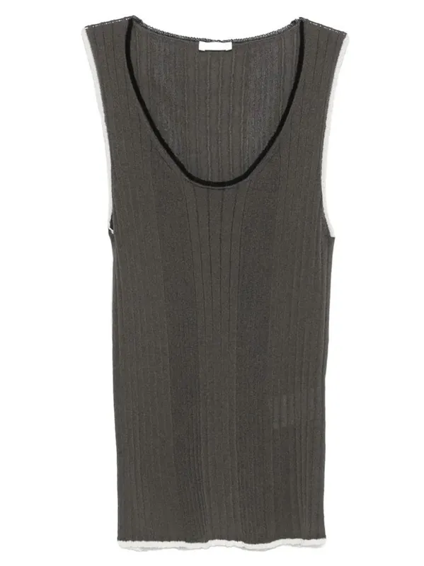 Contrast-Stitch Ribbed Top