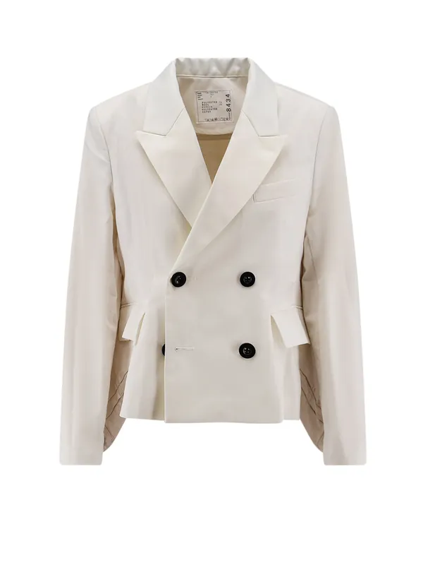 Blazer With White Denim Insert On The Back - Sacai