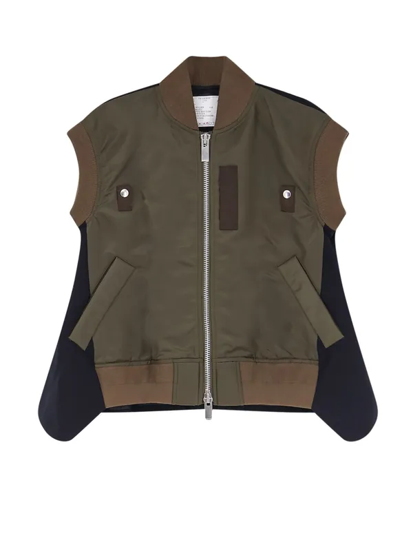 Nylon Jacket With Fabric Insert On The Back - Sacai