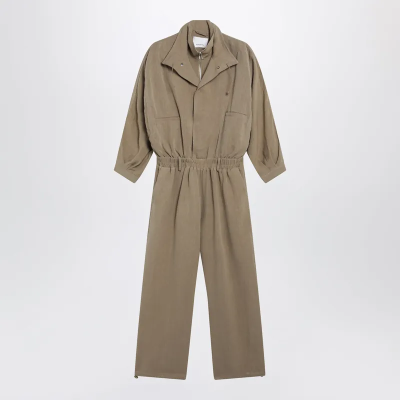 Camel Marvin Jumpsuit In Linen Blend - The Frankie Shop