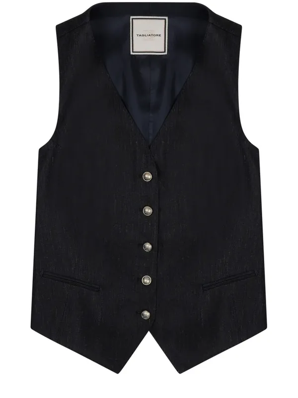 Gilet In Lino Con Bottoni - Tagliatore