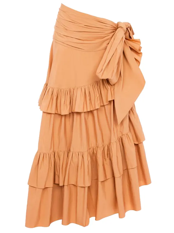 Long Skirt With Ruffles In Cotton Poplin - Chloé