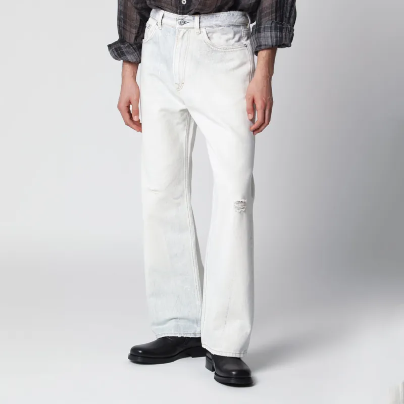 Third Cut Relaxed-Fit Jeans In Beige Cotton Denim