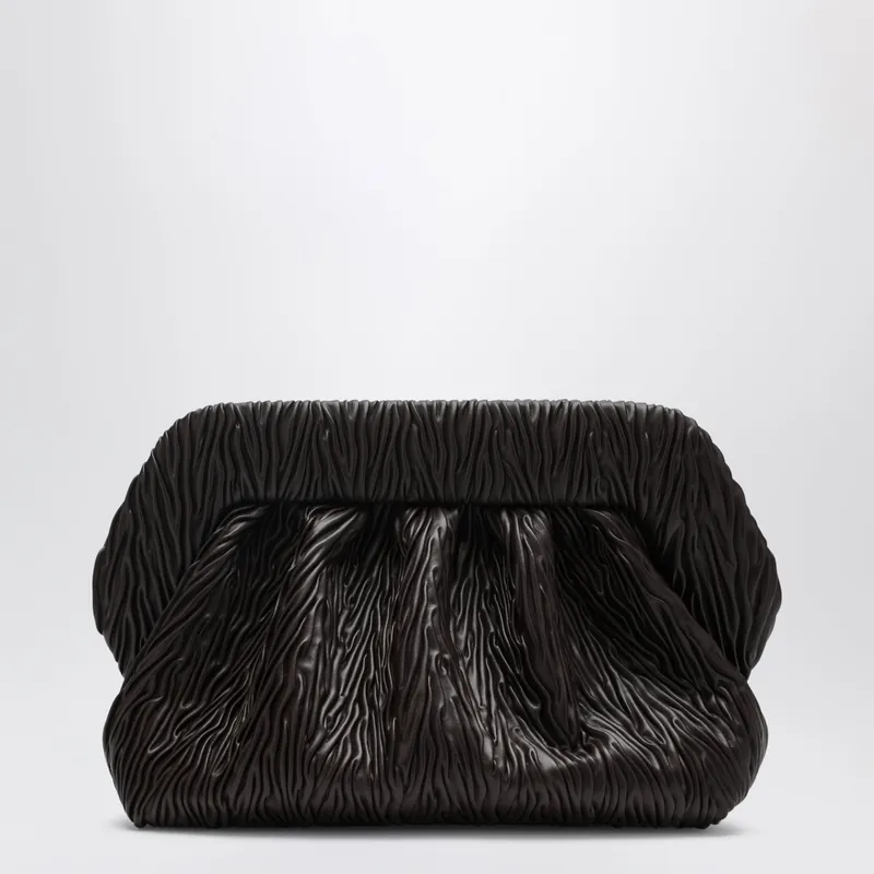 Bios Embossed Vegan Leather Clutch In Brown - Themoirè