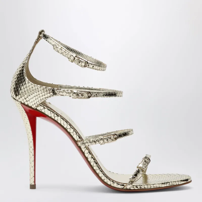 Gold Leather High Sandals - Christian Louboutin