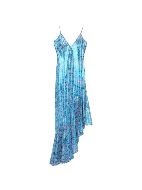 Paisley-Patterned Midi Dress With Ruffles
