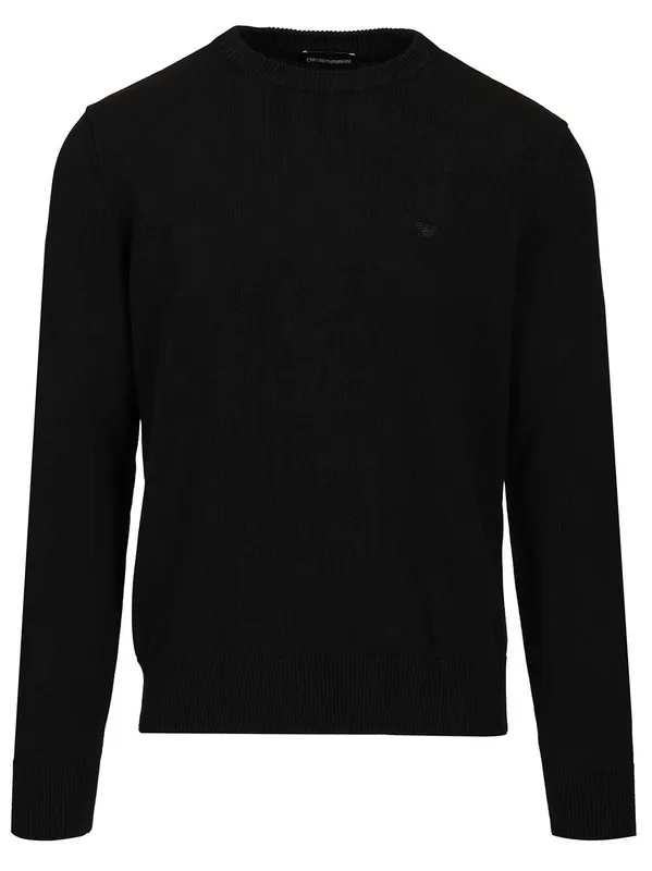 Cotton Sweater Knitwear Black - Emporio Armani