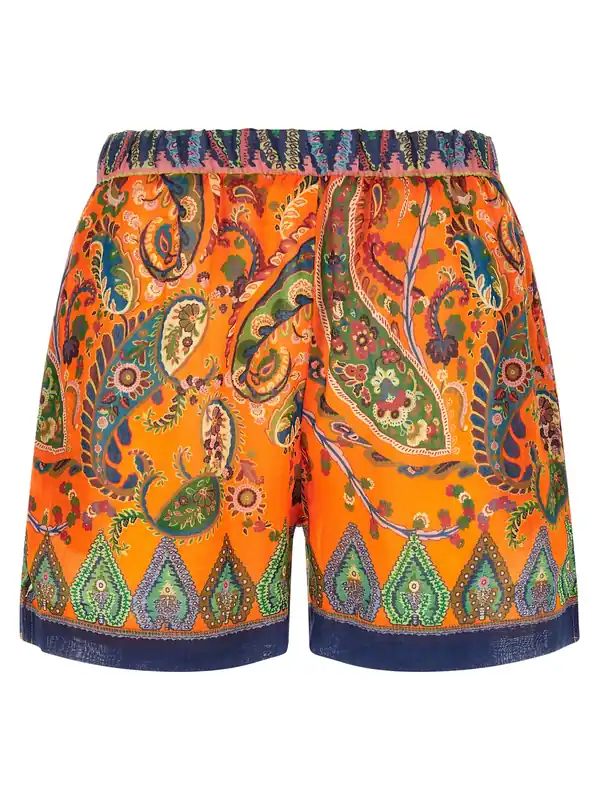 Ramie Shorts Bermuda And Short Orange - Etro