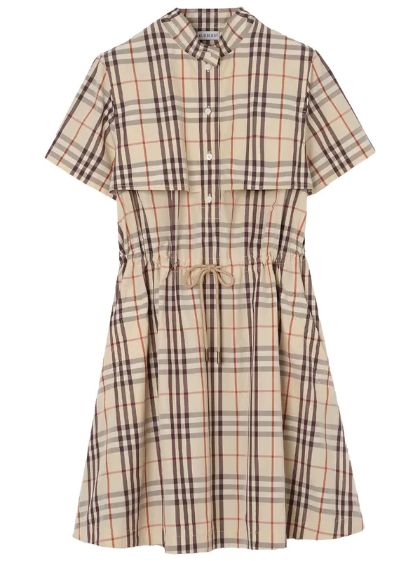 Check Cotton Short-Sleeved Dress