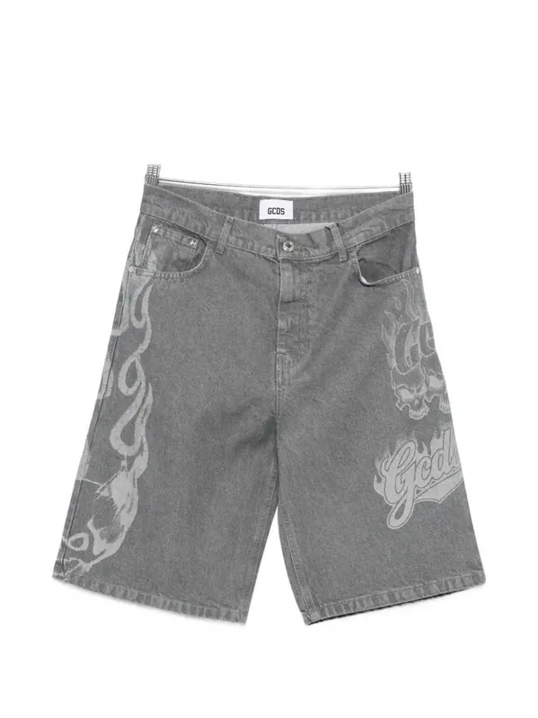 Printed Denim Shorts - GCDS
