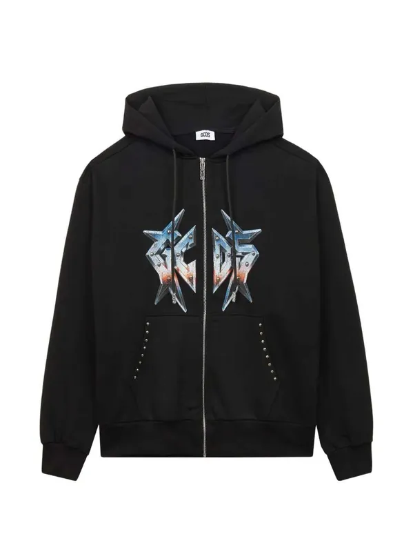 Graphic Print Sweatshirt With Zip And Hood - GCDS