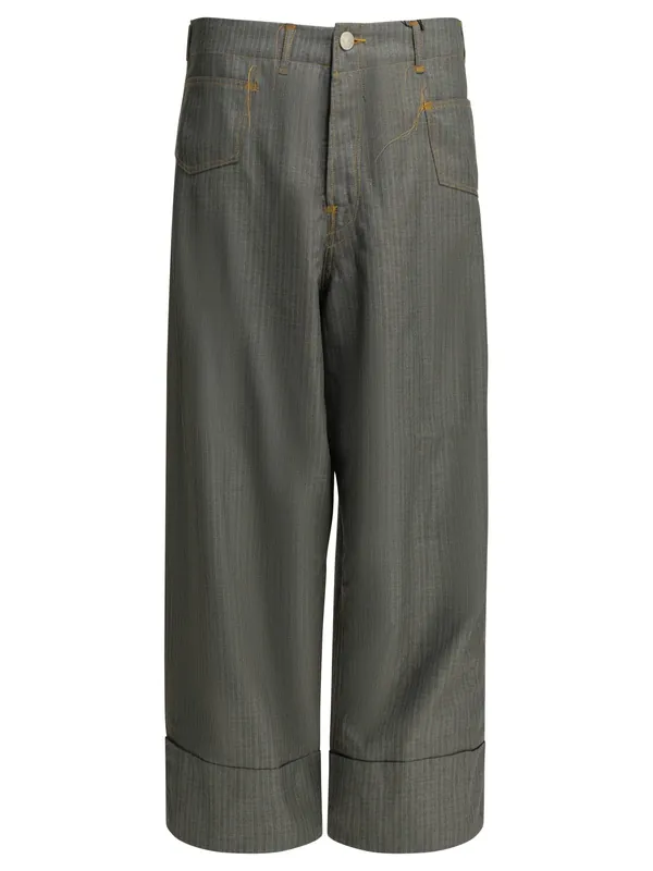 Casual Pinstripe Pants Trousers Grey - Junya Watanabe Man