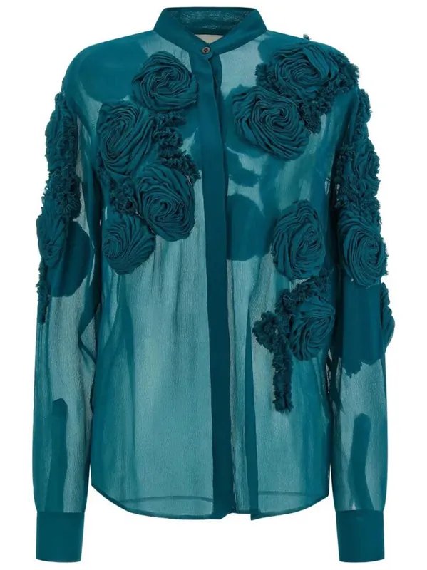 Chowsa Embellished Shirt In Sheer Viscose - Dries Van Noten