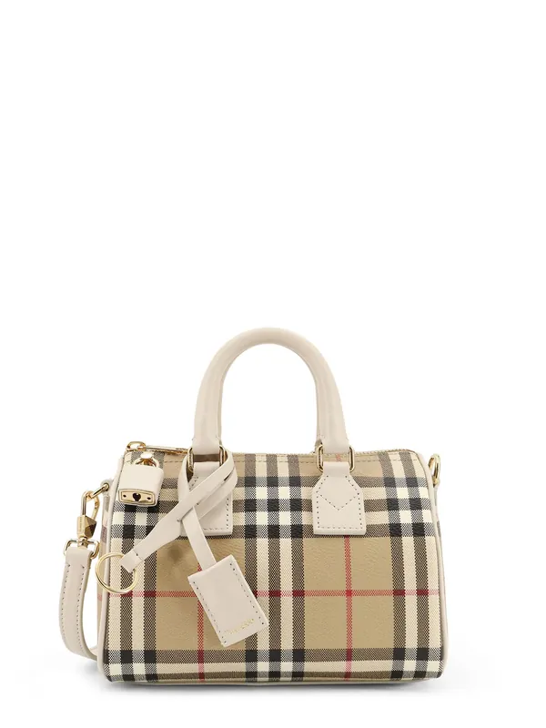 Bowling Coated Canvas Crossbody Bag With Check Motif - Burberry