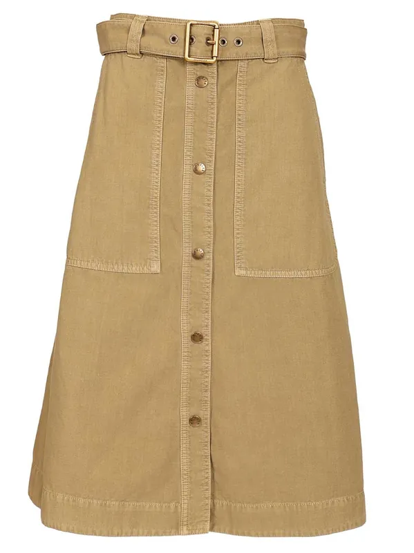Cotton Midi Skirt With Belt Skirts Beige - Moncler