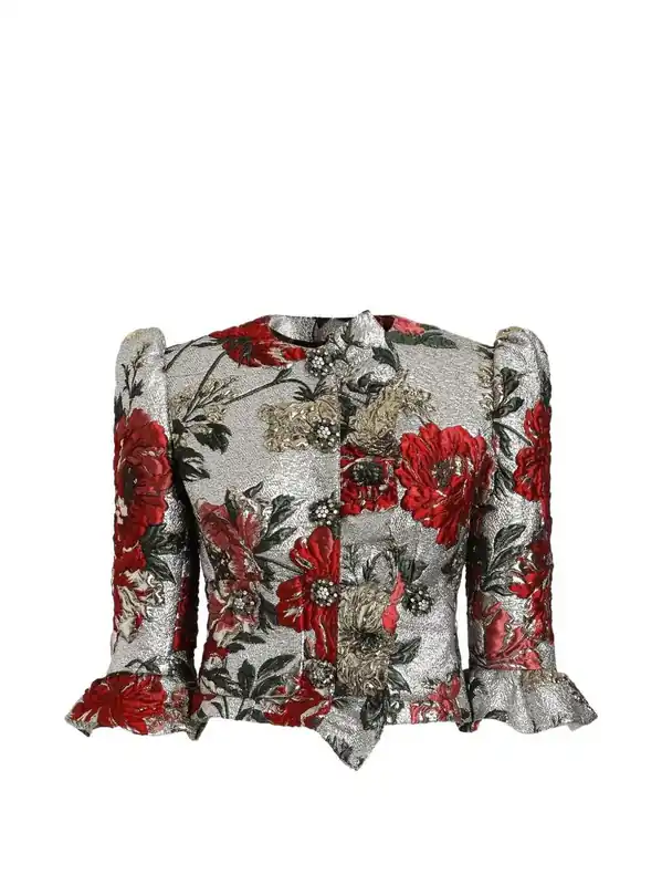 Jacket With Floral Embroidery - Dolce & Gabbana