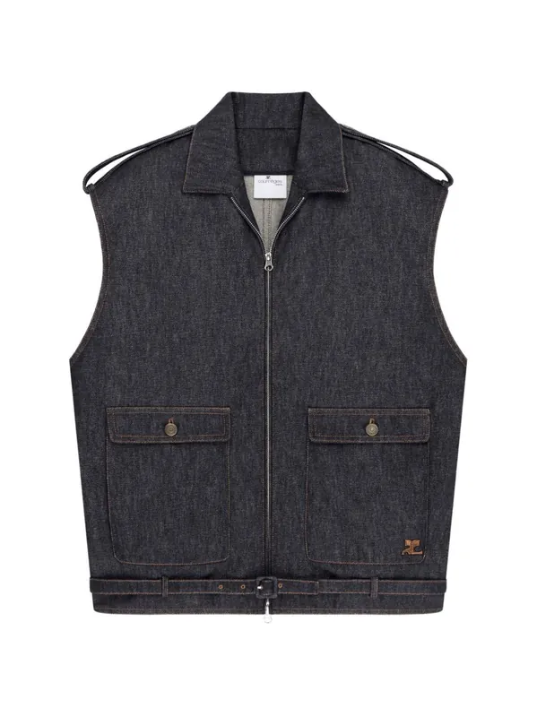 Denim Sleeveless Bomber Jacket - Courrèges