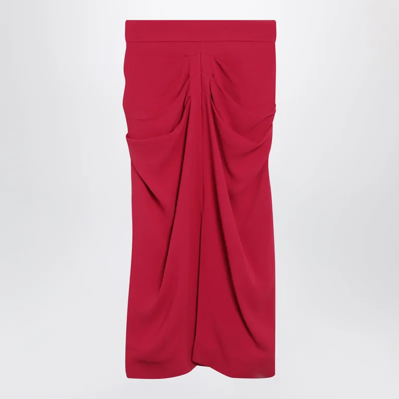 Red Midi Skirt With Ruched Detail - Valentino Garavani