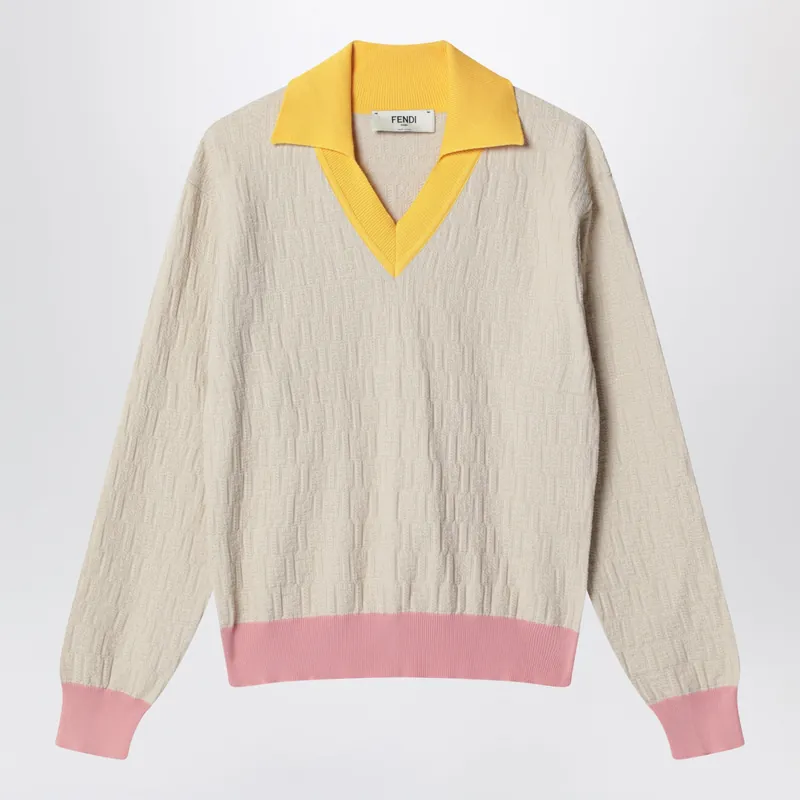 Light Beige Cotton And Silk Jumper - Fendi