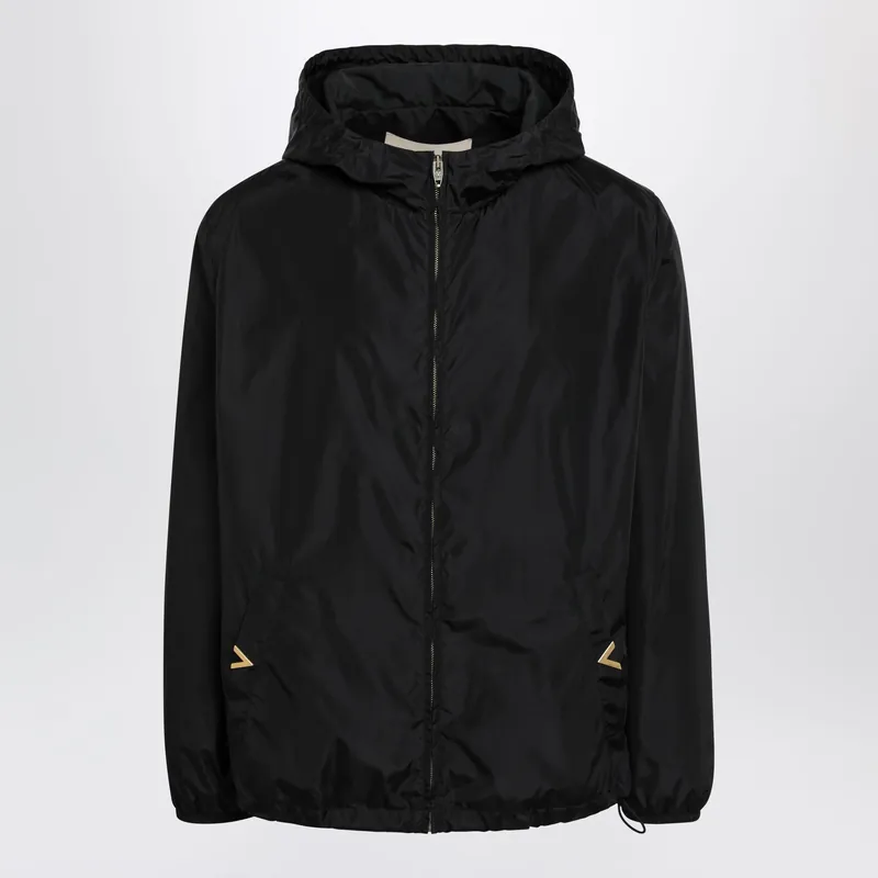 Black Windbreaker With Vgold Detail - Valentino Garavani