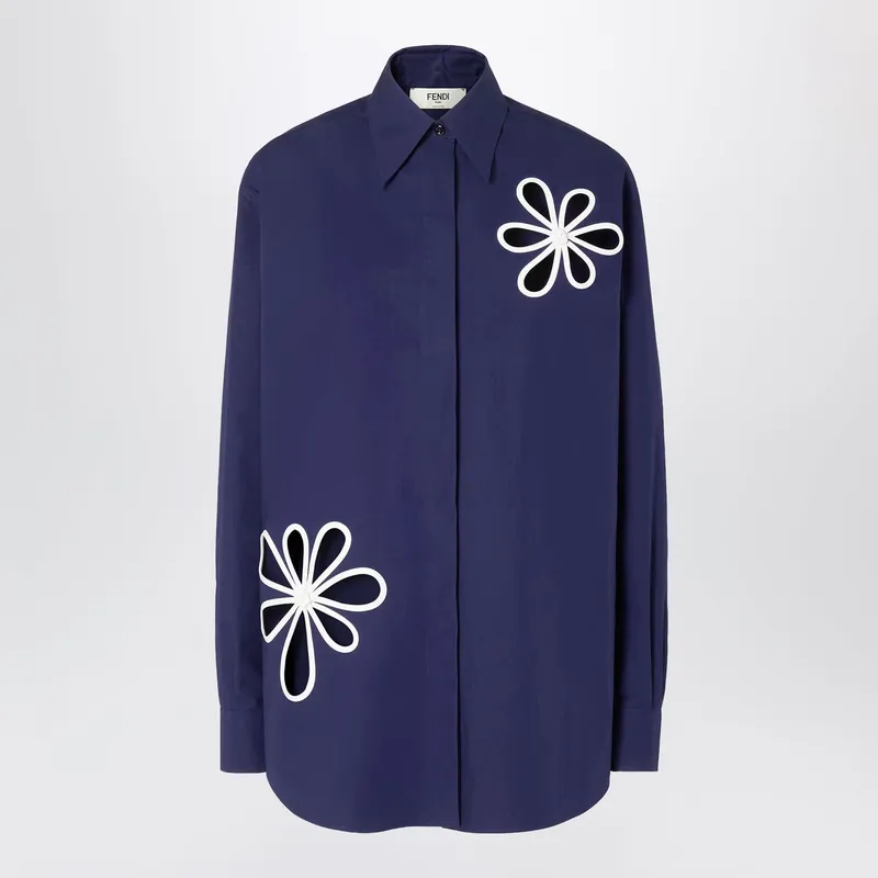 Dark Blue Poplin Shirt - Fendi