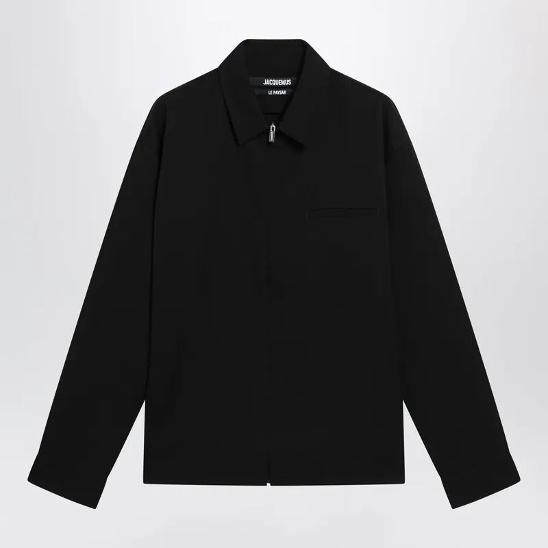 Mecano Zip-Up Shirt In Black Wool