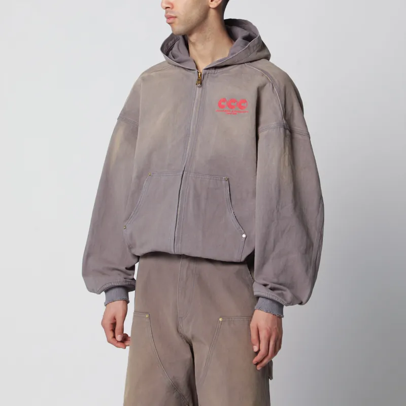Graphite Zip-Up Jacket With Vintage Effect