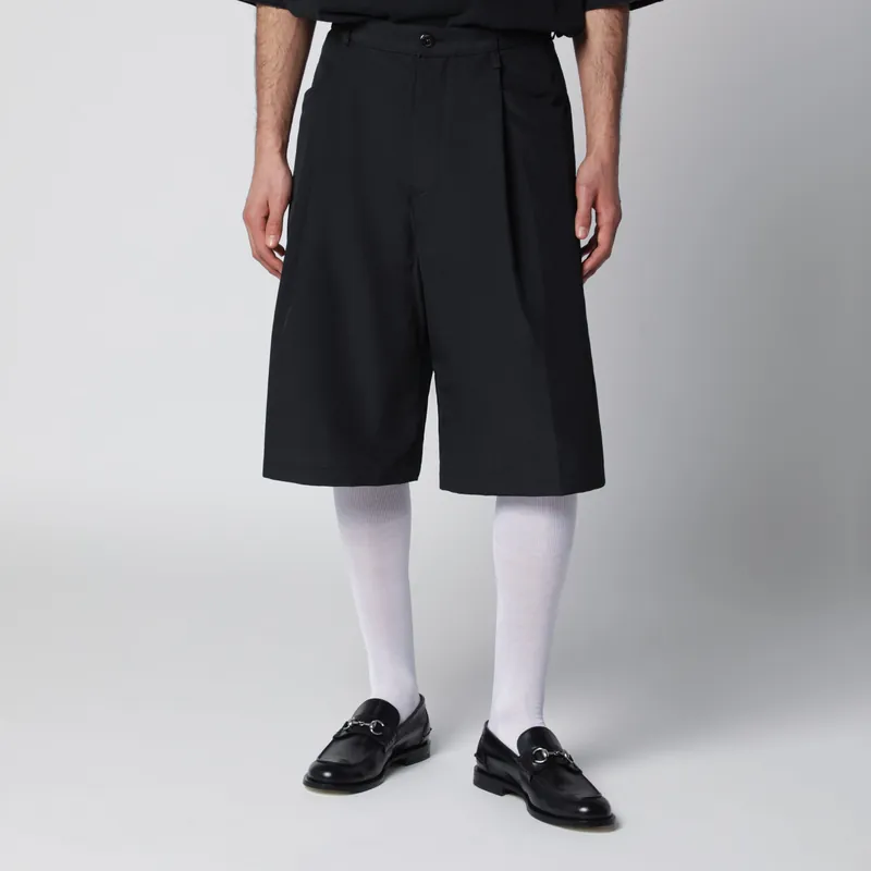 Black Wide Cotton Bermuda Shorts - Willy Chavarria