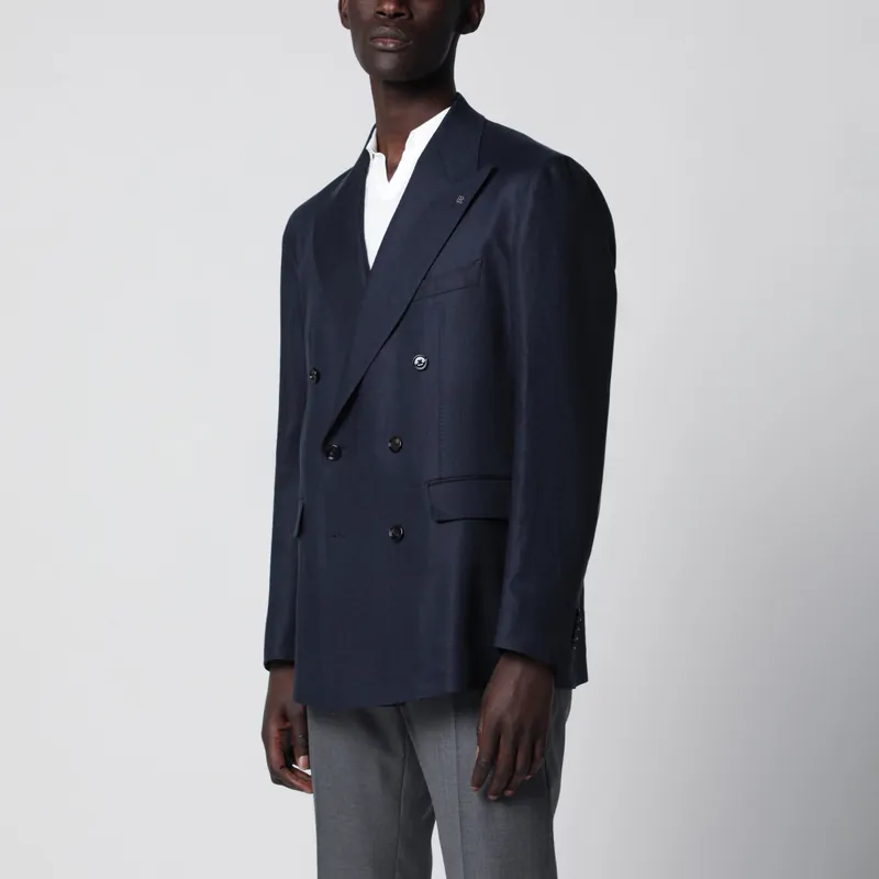 Double-Breasted Blue Linen Jacket