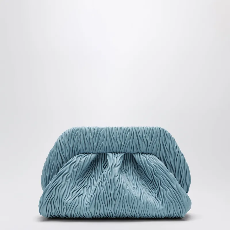 Blue Ruched Vegan Leather Bios Clutch - Themoirè