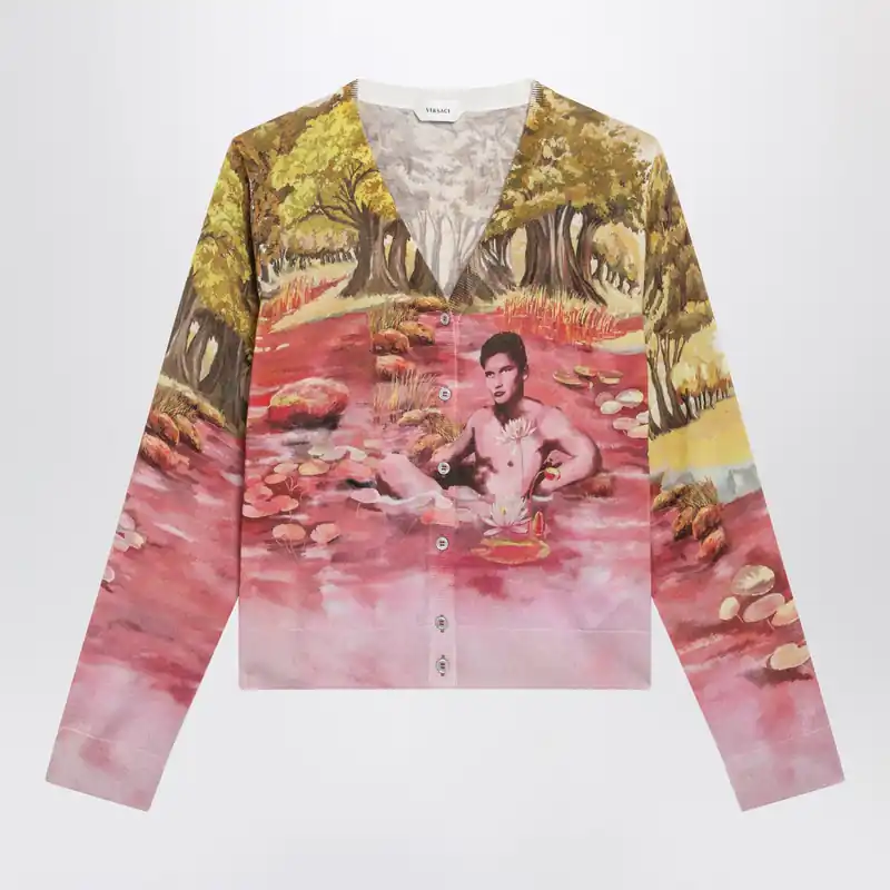 Printed Silk Knit Cardigan - Versace
