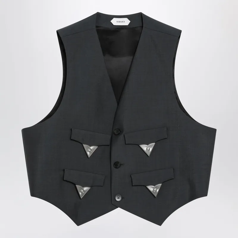 Grey Mohair Wool Vest - Versace