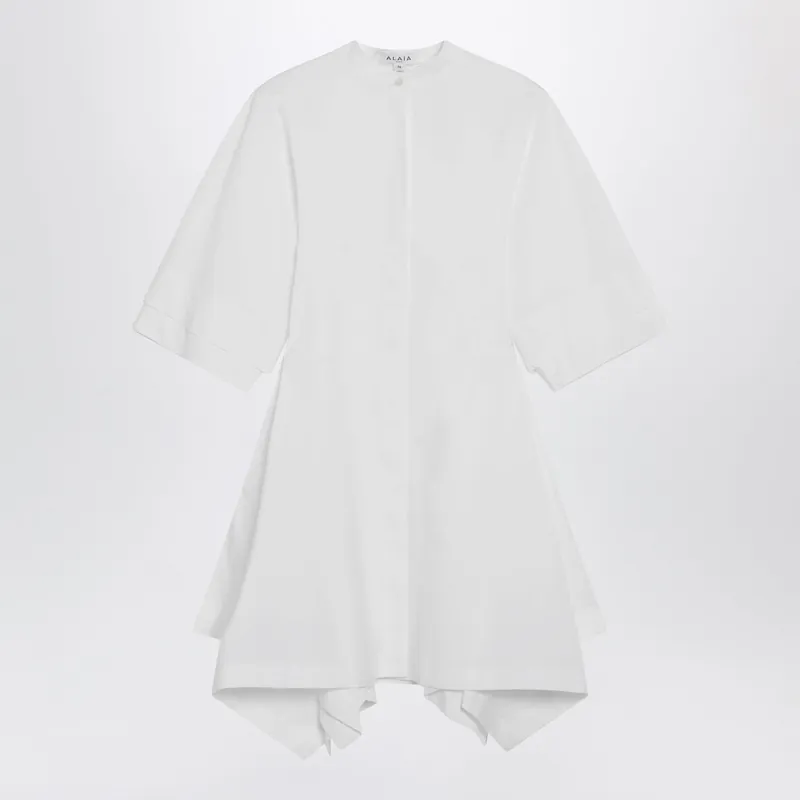 Panelled Cotton Poplin Dress In White - Alaïa