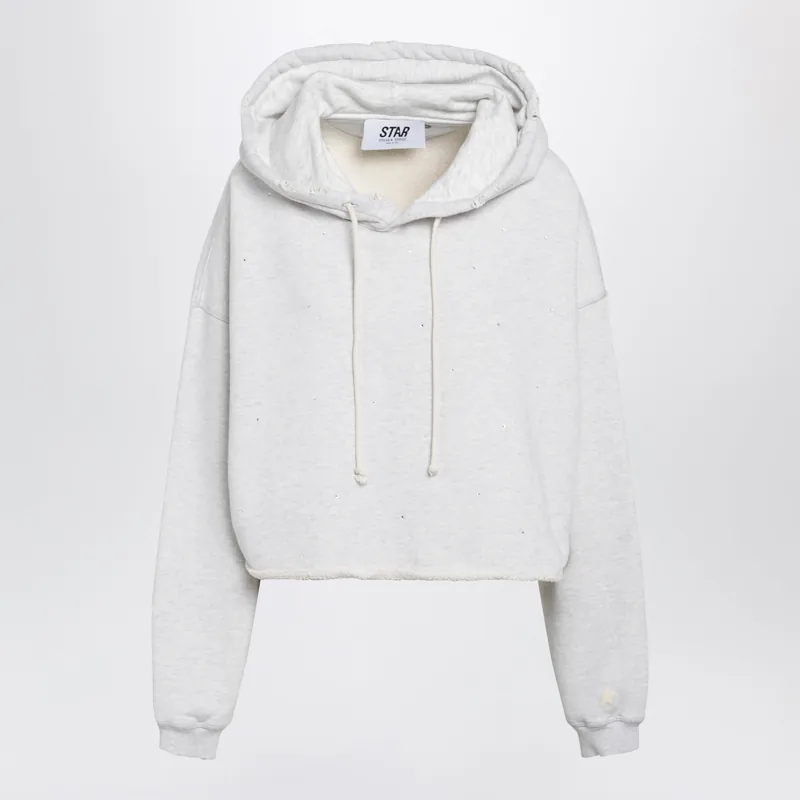 Star Sweatshirt With Crystal Embroidery In Grey Cotton - Golden Goose