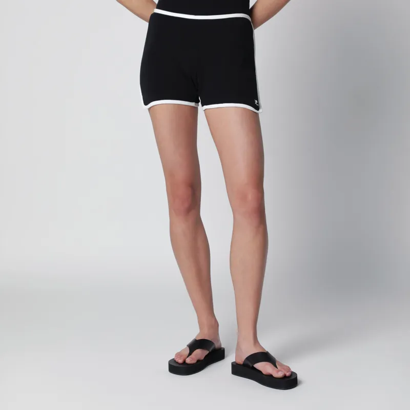 Contrast Mini Jersey Shorts In Black Cotton - Courrèges