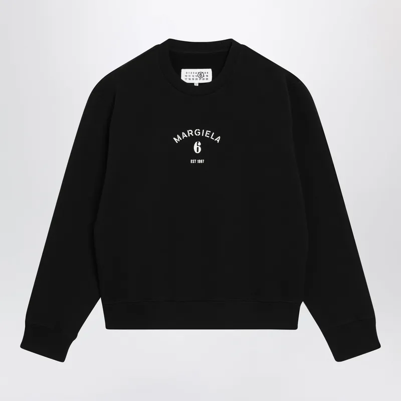 Numeric Signature Crewneck Sweatshirt In Black Cotton - MM6 Maison Margiela